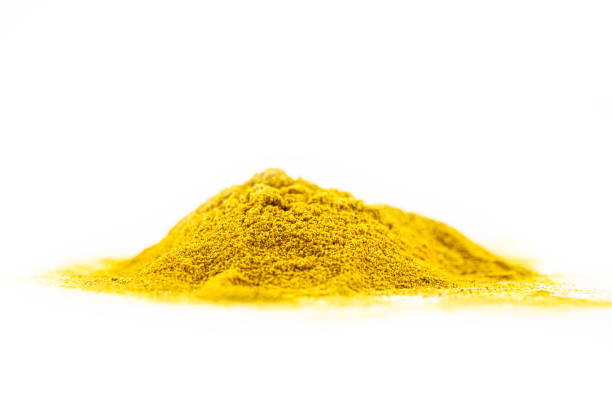 Turmeric and Thistle Food Supplement on White Background.