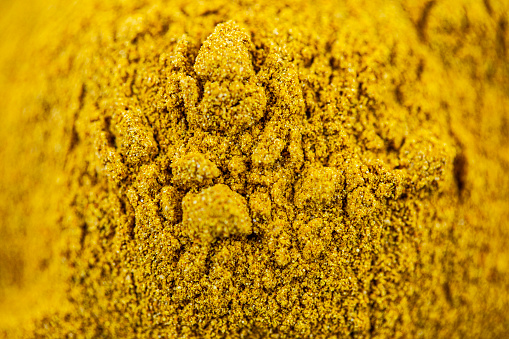 Macro of Nutritional Supplement With Turmeric and Thistle.