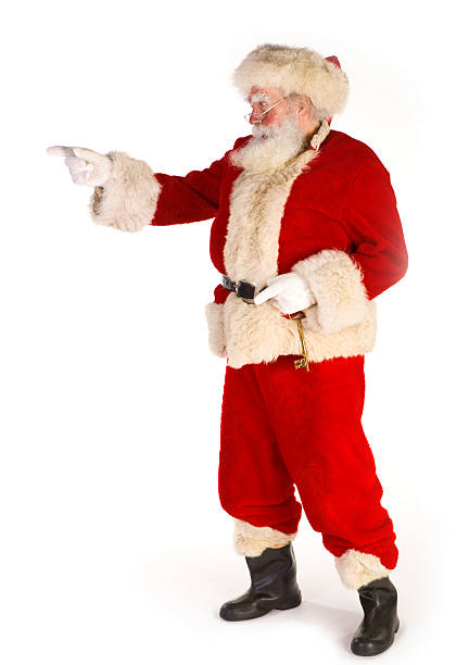 istock Side view of Santa pointing isolated on white 172979245