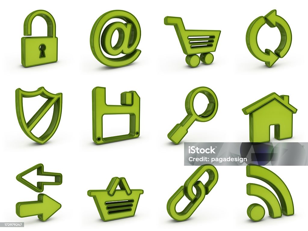 De plástico verde ícones da internet - Royalty-free Arroba Foto de stock