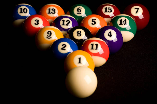 istock Rack of pool balls, with cue ball 172979588