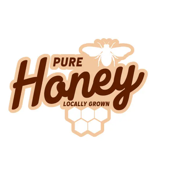 Vector illustration of Honey Bee Badge Style Sticker