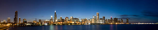 istock Wide Panoramic View of the Chicago Skyline at Twilight (XXL) 172979617