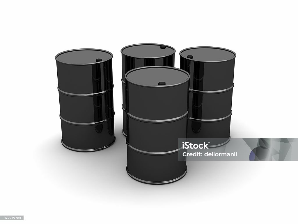 Barili di petrolio nero - Foto stock royalty-free di Barile di petrolio