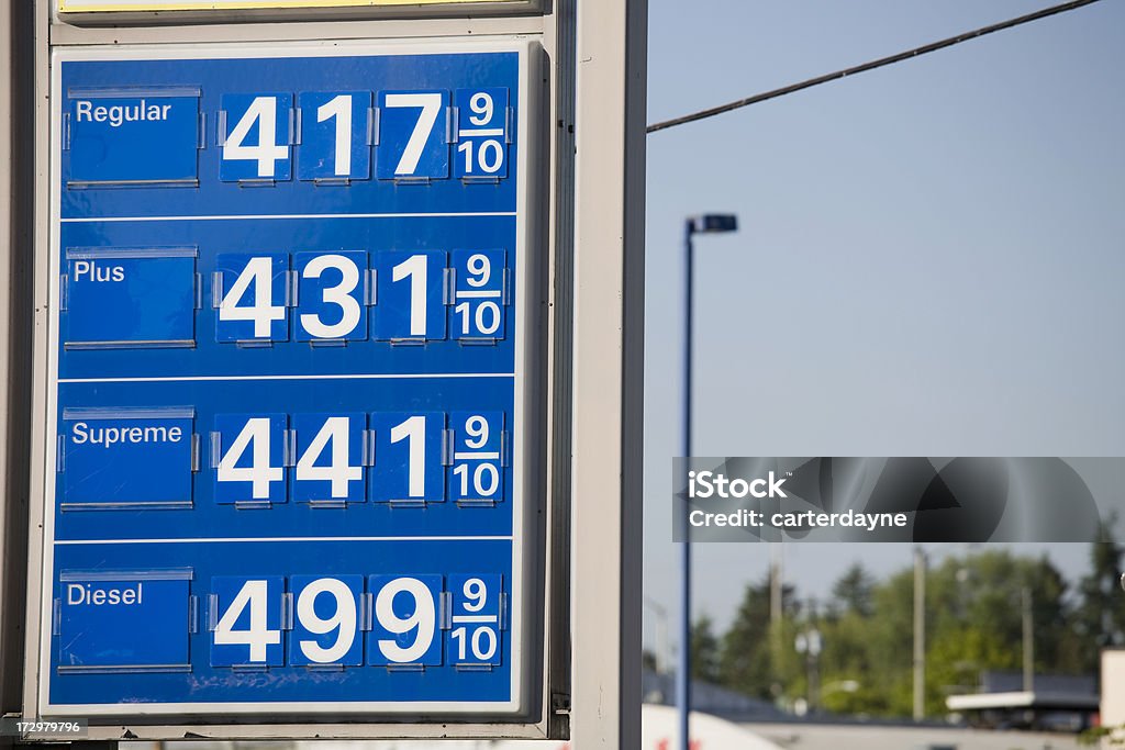 High Gas Prices Gas signs showing inflationary impact of rising prices.  Check out my Fuel Prices Stock Photo