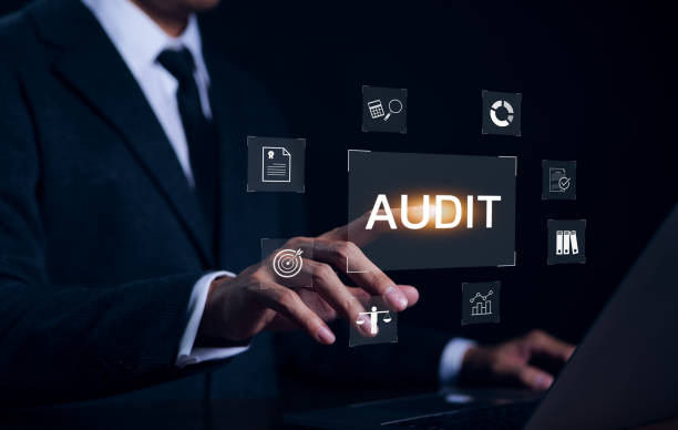 istock Audit concept with icons, Businessman working with computer and touching on word audit on virtual screen. Check to examine accounting and finance of business, Evaluation financial, Business audit, 1729799275