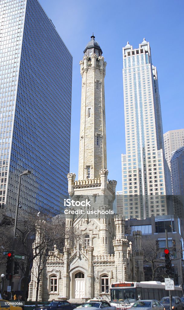 Skyline von Chicago: Wasserturm - Lizenzfrei Water Tower Stock-Foto