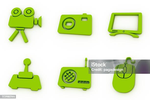 Grüne Symbolemultimedia Stockfoto und mehr Bilder von Antenne - Antenne, Bildkomposition und Technik, Brand Name Video Game