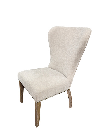 Upholstered chair on white background with clipping path