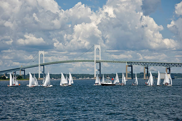 Sailing in Newport Rhode Island stock photo