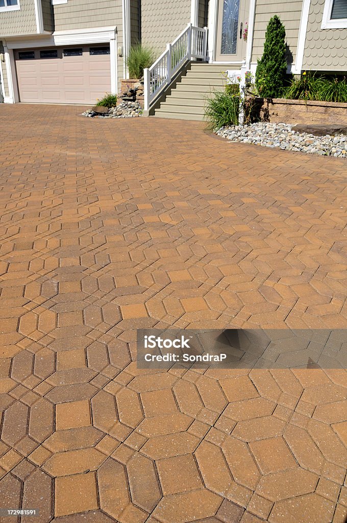 Awesome Pavers Custom masonry driveway and front yard.  See my many other masonry pictures (clickHERE) Architectural Feature Stock Photo