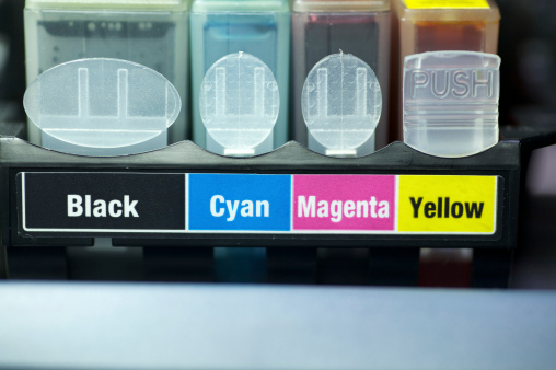 Close-up of inkjet cartridges