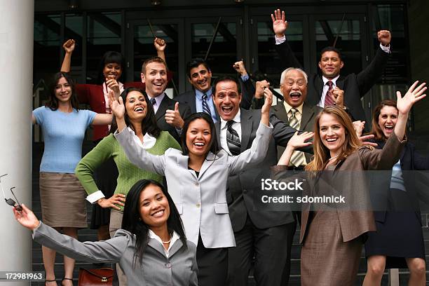 Excited Business People Stock Photo - Download Image Now - Multiracial Group, Business, Colleague