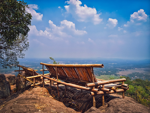 Seating is made of bamboo as a place to enjoy the view from above.