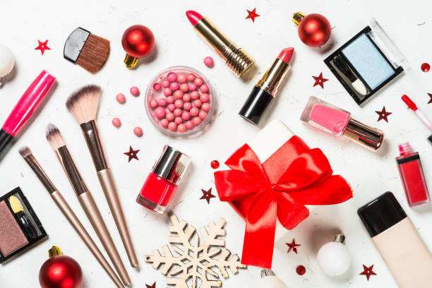 istock Winter cosmetics makeup, christmas holidays shopping. 1729836963