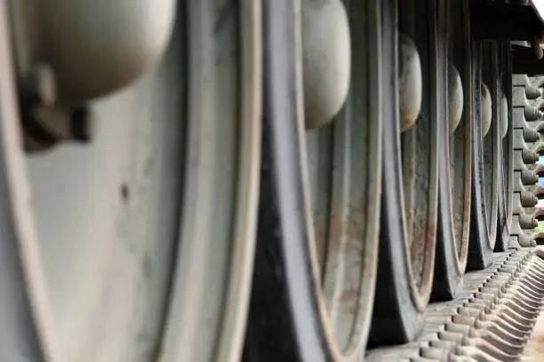 The tread of an old tank.