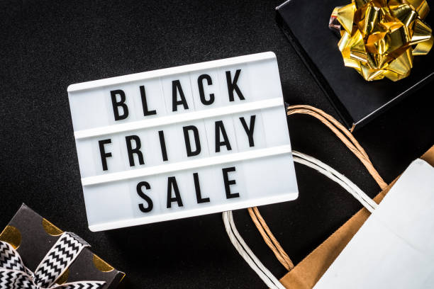 istock Black friday sale online shopping. 1729843564