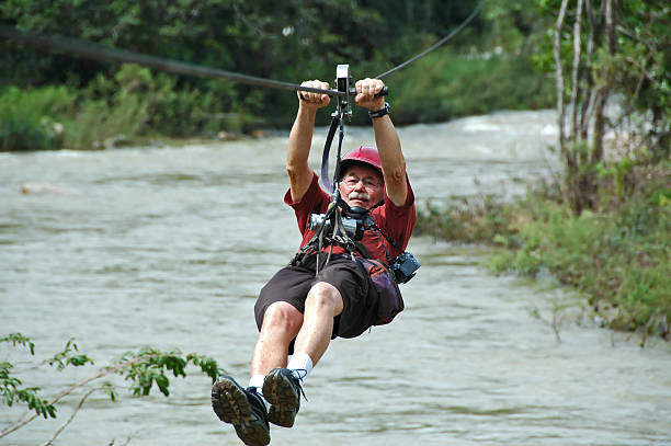 Canopy tour in Mexico stock photo