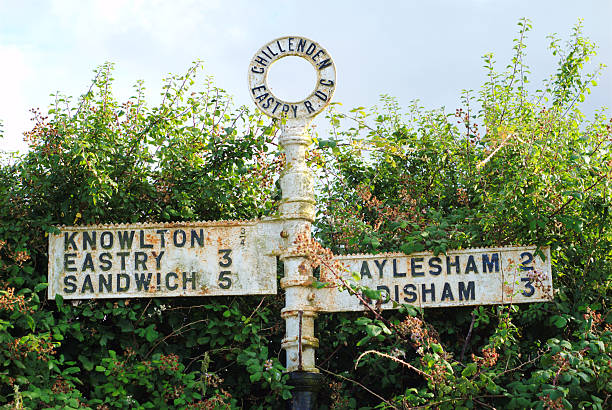 sign post "old sign post in Kent, England" sandwich kent stock pictures, royalty-free photos & images