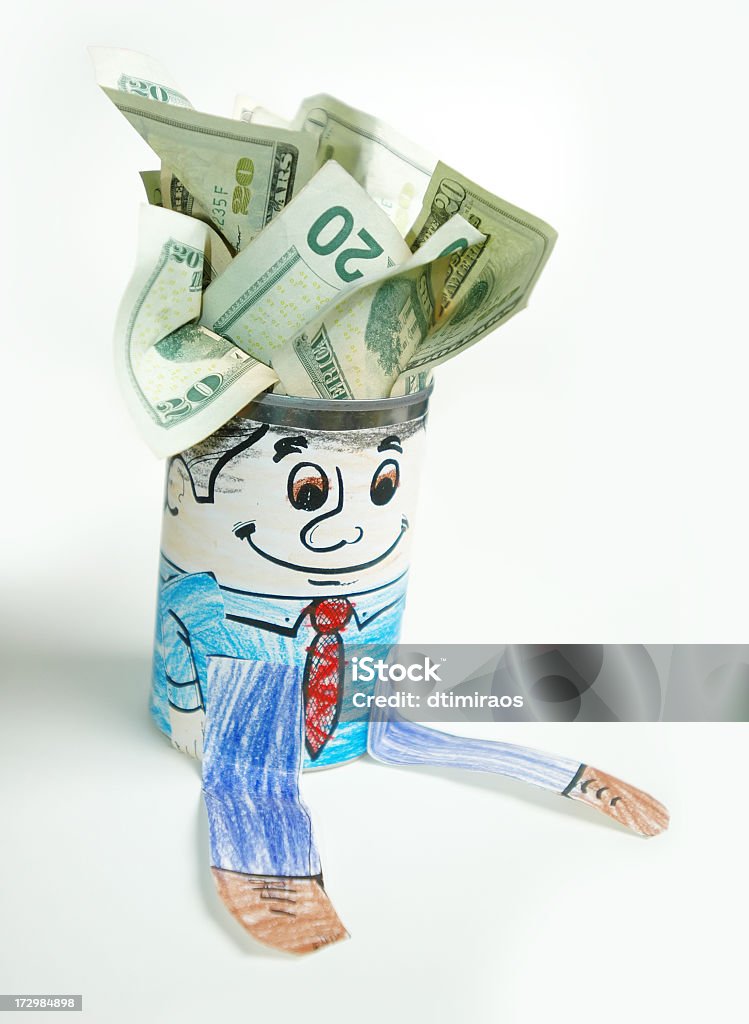 Business can Can done up like a businessman with money stuffed inside of him. Business Stock Photo