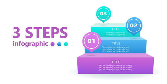 3 steps. Ladder infographic template for workflow presentation.