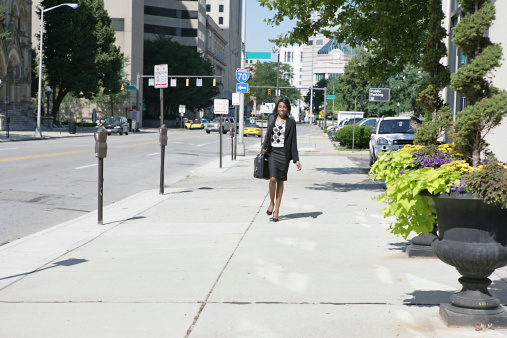 Woman walking to work