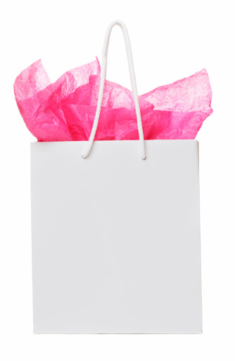 White gift bag on a perfect white background.