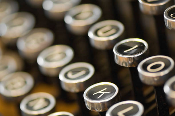 Close up of old typing machine stock photo