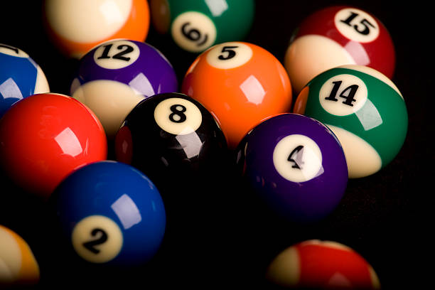 istock Pool balls, close-up in random arrangement 172988591