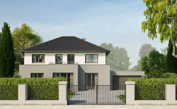 istock Frontal view of a modern house in a classic style 1729892387