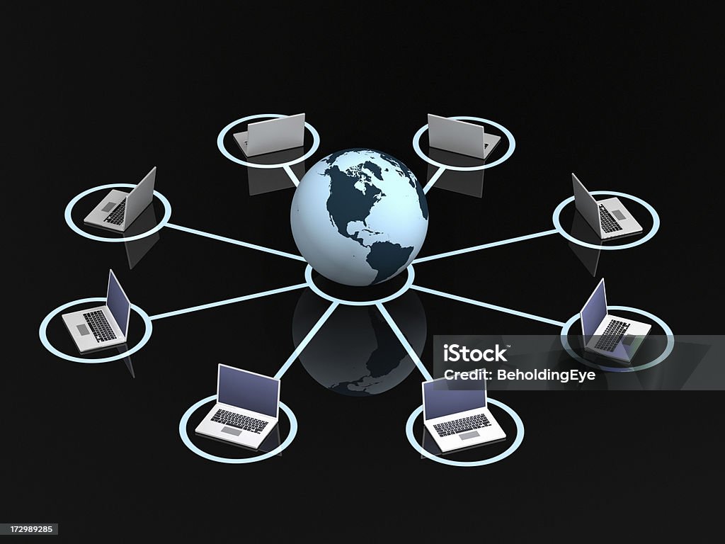 Laptop Network (Americas) XXL Global network of laptops. Using an Earth map from NASA.See all my Computer Stock Photo