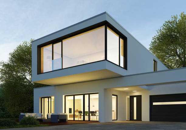 istock Modern cubic house with a glass front 1729892957