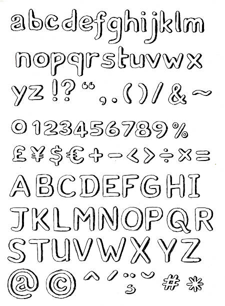 ręcznie rysowane alfabet 3d - question mark number exclamation point ampersand zdjęcia i obrazy z banku zdjęć