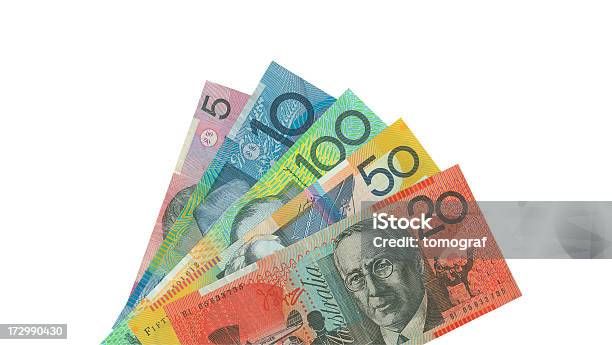 Australian Notes Isolated Stock Photo - Download Image Now - Australia, Australian Currency, Australian Dollars