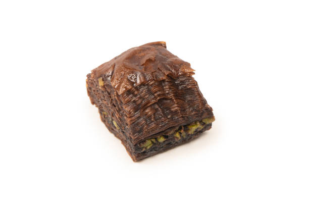 istock Turkish chocolate baklava isolated on white background. 1729911826