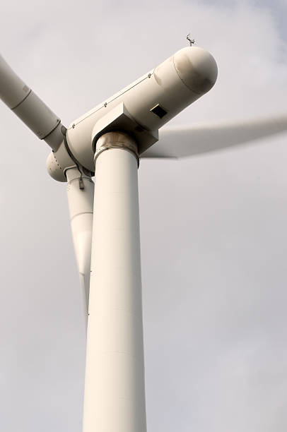 Wind turbine close up. stock photo