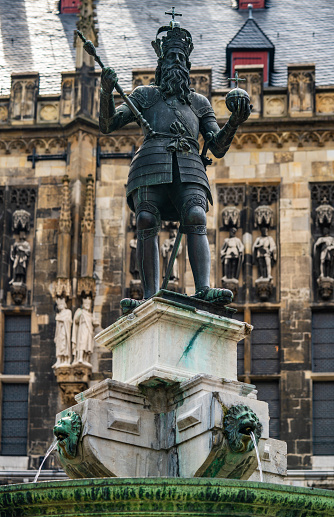 Statue of Charlemagne in Aachen, Germany. The statue was made in 1620.