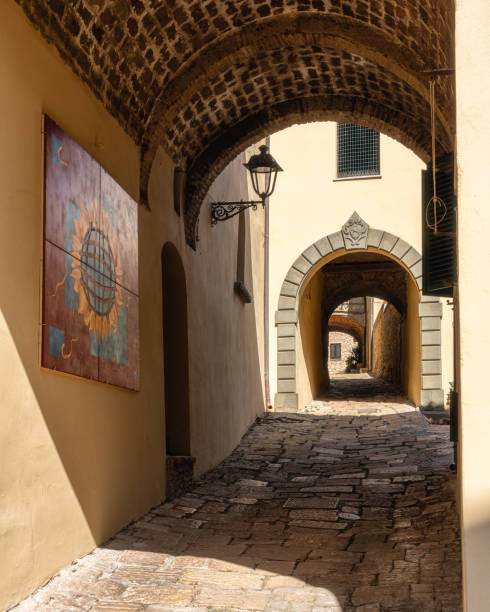 el hermoso pueblo de bibbona en una soleada tarde de verano. provincia de livorno, toscana, italia. - tuscany florence italy chianti region italy fotografías e imágenes de stock