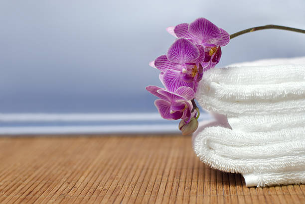 istock Spa Towels with Orchid 172991842