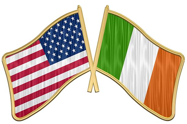3d ray traced rendering of a golden US Friendship Flag Pin - IrelandPlease sitemail me if you if require any other country included in the collection.
