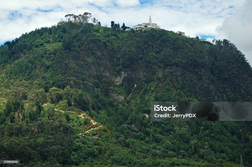 Monserrate Hill "The church at Monserrate as seen from downtown BogotA!, Colombia." Bogota Stock Photo