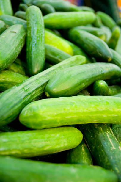 Cucumber on market place stock photo