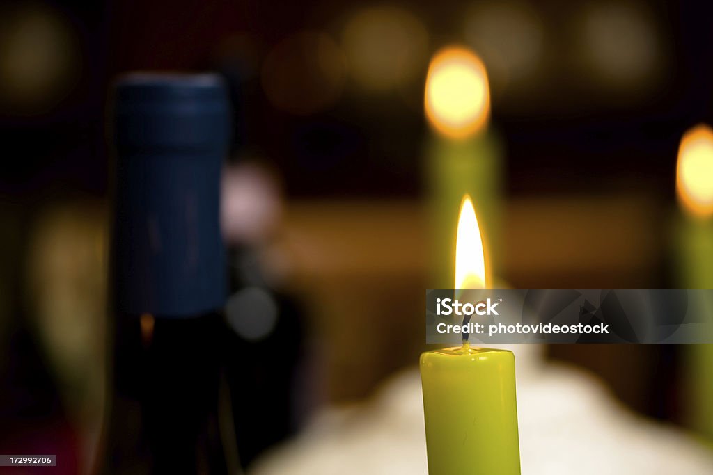 Kerzen und Wein - Lizenzfrei Alkoholisches Getränk Stock-Foto