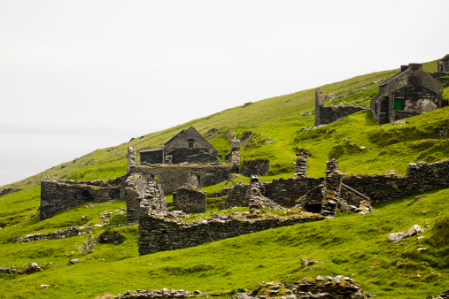 Ireland: House Ruins on Great Blasket Island off the coast of the Dingle Peninsula -- formerly inhabited but mainly abandoned in the 1950s due to the difficulty of agriculture and sheep-raising in the rugged climate.More photos of beautiful southwest Ireland are in