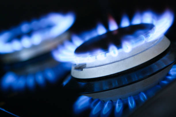 Natural Gas Rings Burning stock photo