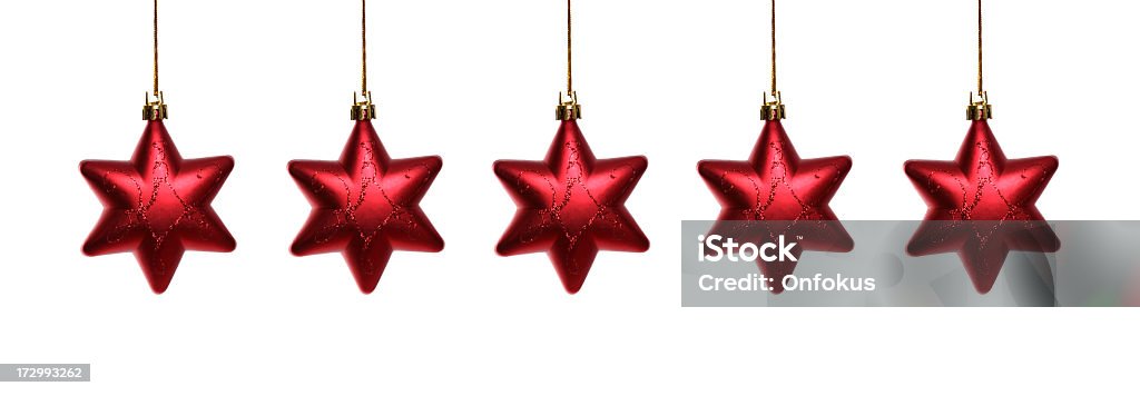 Рождественские украшения Красные звезды, изолированные на белом фоне - Стоковые фото Верхушка для ёлки роялти-фри