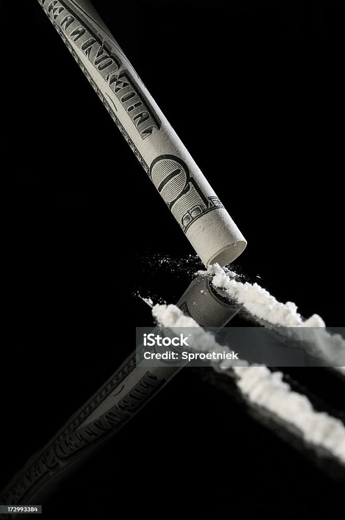 Kokain sniffing Porträt - Lizenzfrei 100-Dollar-Schein Stock-Foto