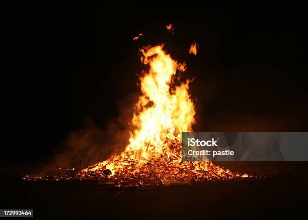 Guy Fawkes Bonfire With Large Flames Stock Photo - Download Image Now - Guy Fawkes, Bonfire, Burning