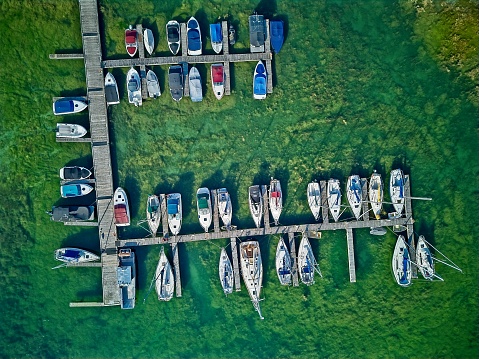 Aerial View of a Small Marina