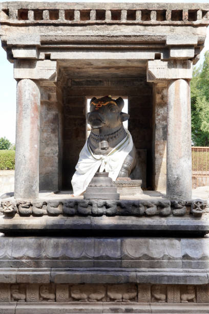 istock Sacred Cow statue in front of Hindu temple. 1729951338